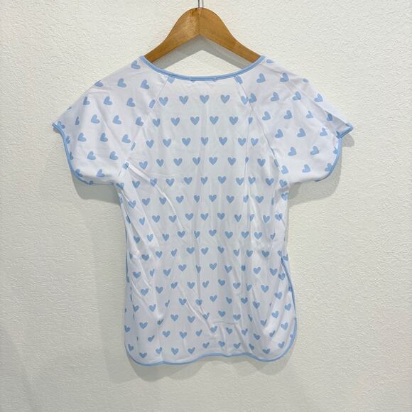 Lake Pajamas Cotton Short-Long Set in Blue Heart XST ST MT NWOT Loungewear - Picture 3 of 10